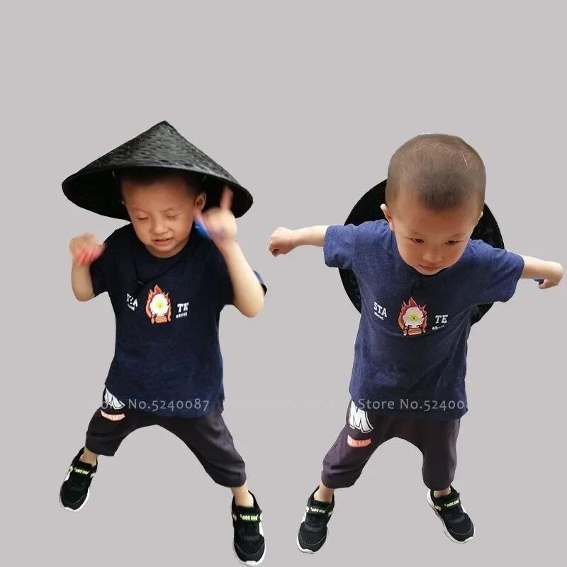 Chapeau en bambou tissé de Style chinois traditionnel Kung Fu, Shaolin, samouraï japonais, Cosplay O