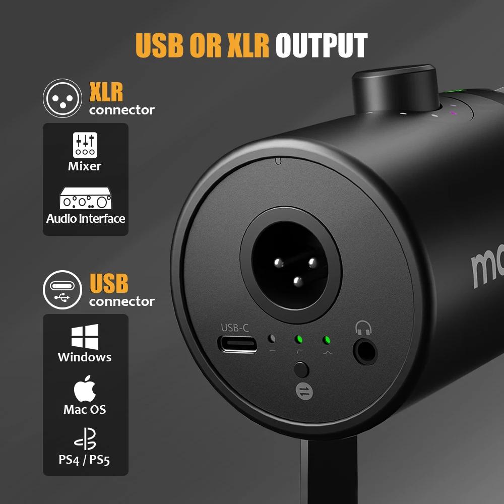 Maono – Microphone dynamique USB/XLR, tout en métal, avec prise casque à Gain muet à une touche et c