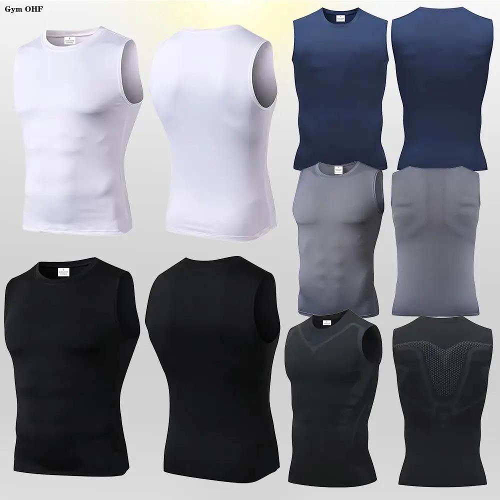 Hommes séchage rapide course T-Shirts Compression gilet sans manches séchage rapide Jersey chemise d