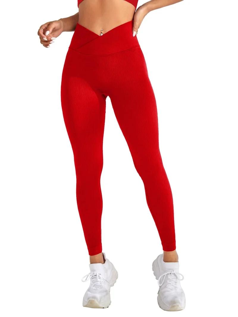Leggings de sport pour femmes, taille en V, élastiques, fesses pêche, pantalons de Fitness avec hanc