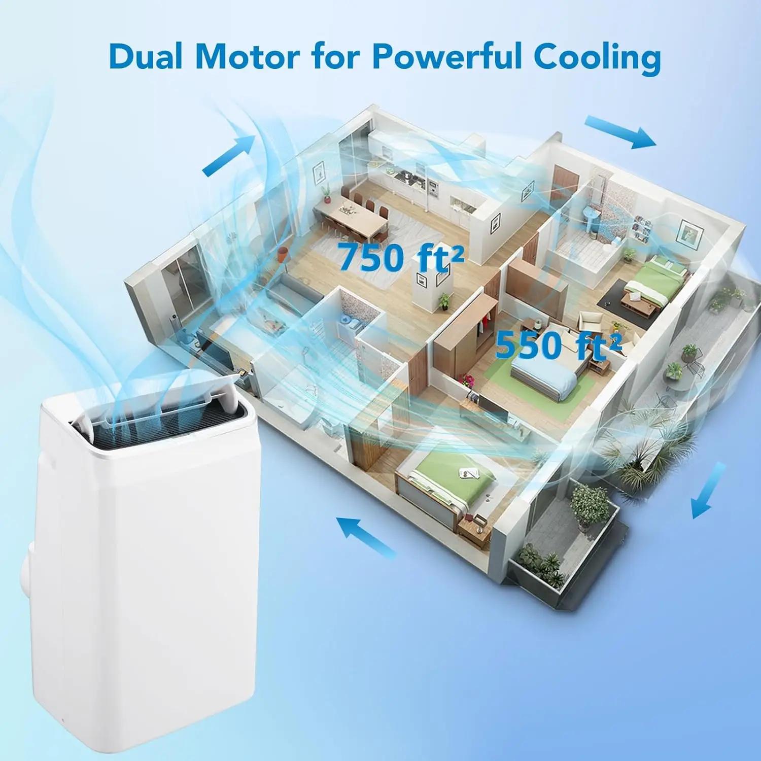 Climatiseur portable 3 en 1, 14,000 BTU, silencieux, avec télécommande, aquarelle intégrée, ventilat