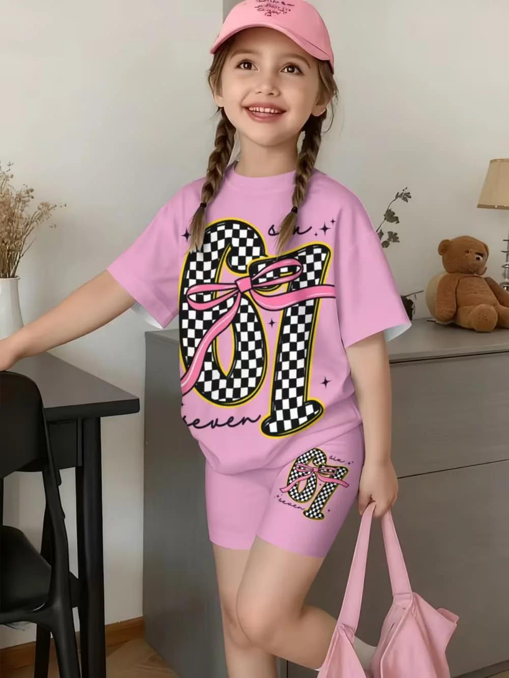 Summer Italian Brainrot 67 Six Seven Cartoon Print Sports Children's Set Short Sleeved Shorts 2PCS S