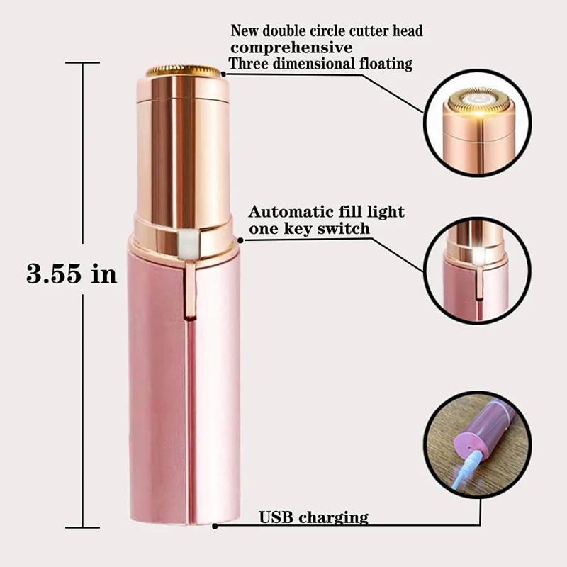 Épilateur électrique pour femmes, mini outil d'épilation du visage, rouge à lèvres