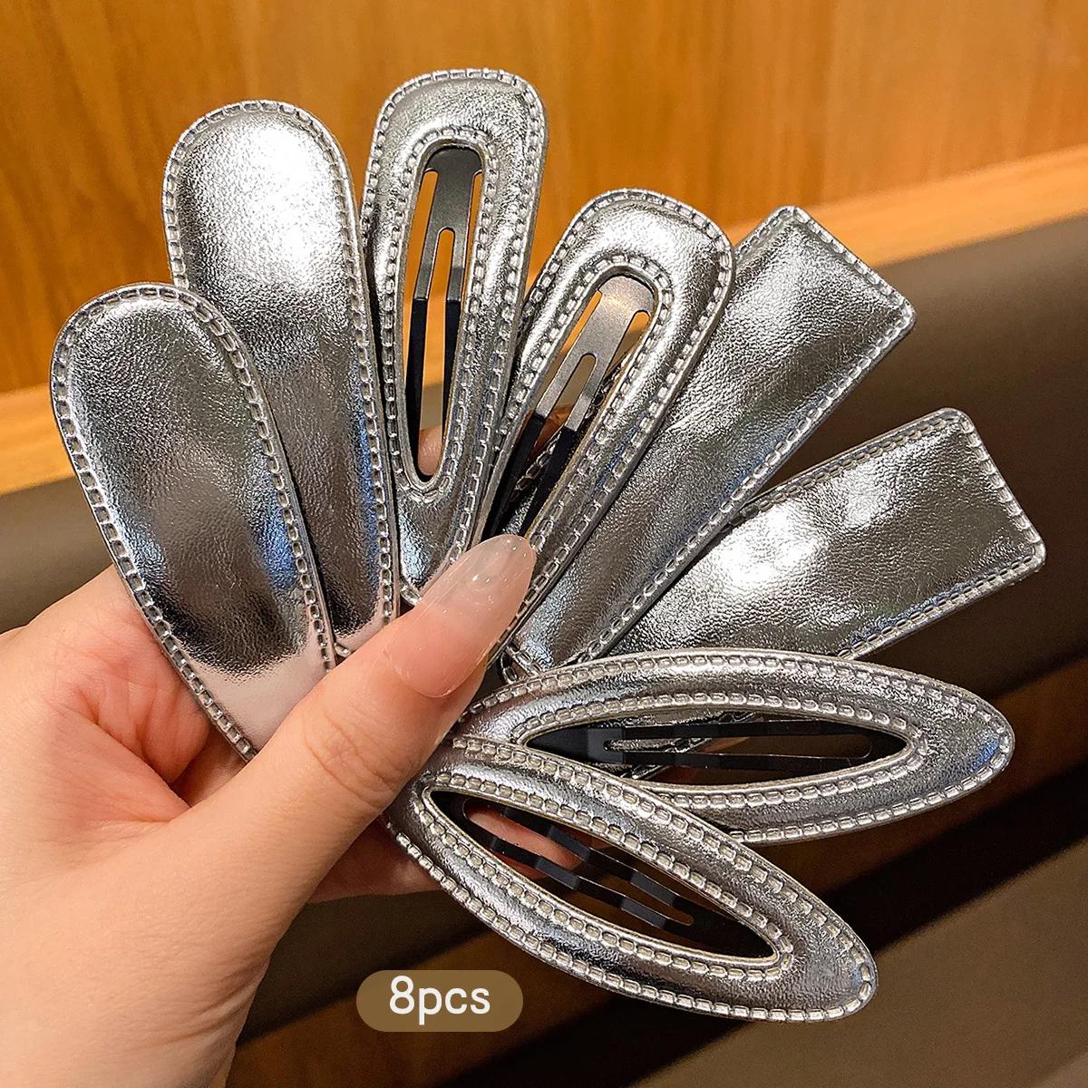Clips BB en argent avec accessoires pour cheveux doux et élégants, adaptés à un usage quotidien, 8 p