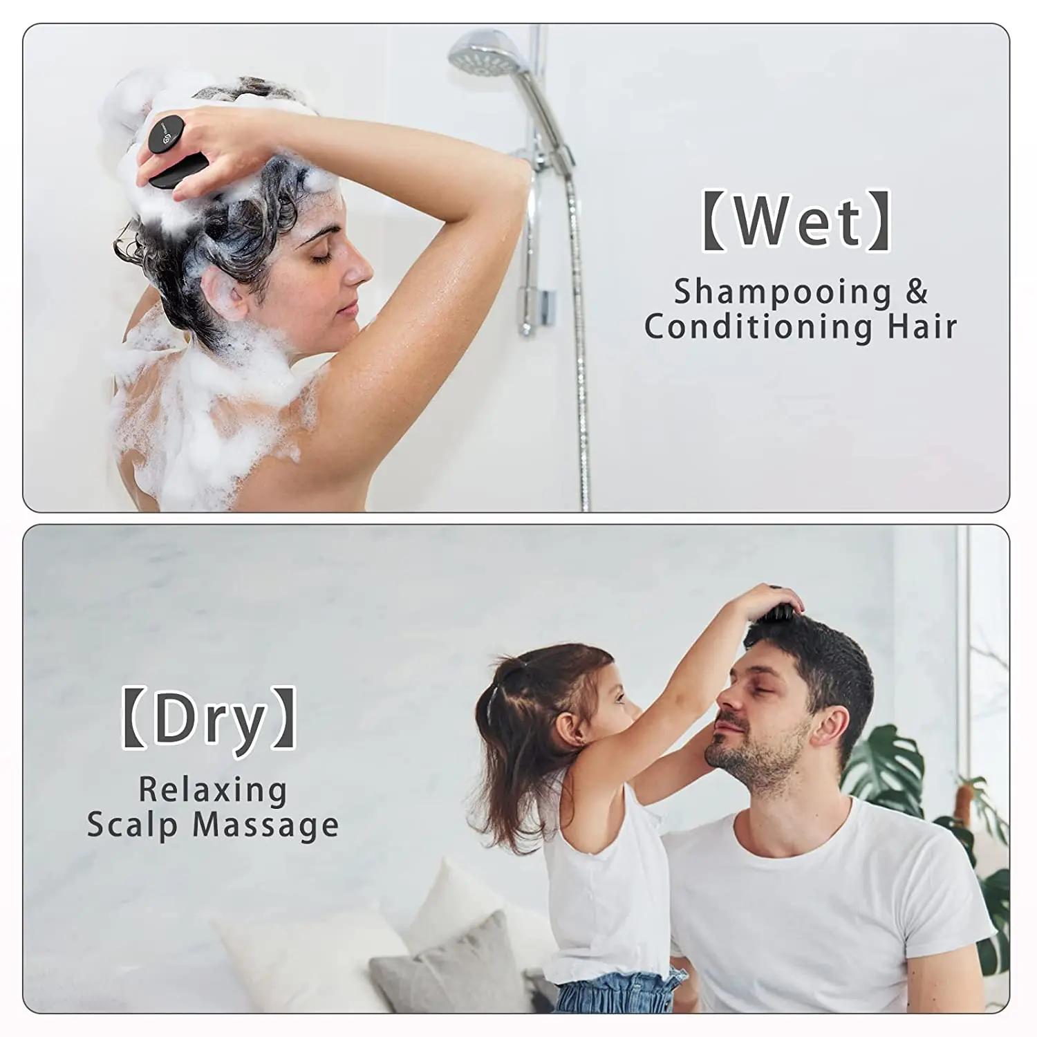 Brosse à shampoing en Silicone, masseur de cuir chevelu, pointes longues et rigides pour cheveux lon