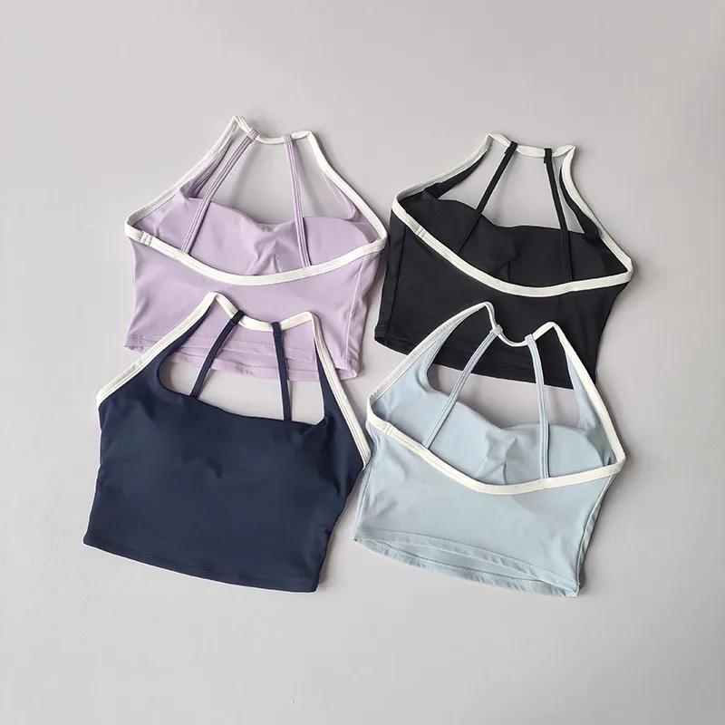 Soutien-gorge de sport pour femmes, coussinet fixe antichoc, sous-vêtements de course, entraînement,
