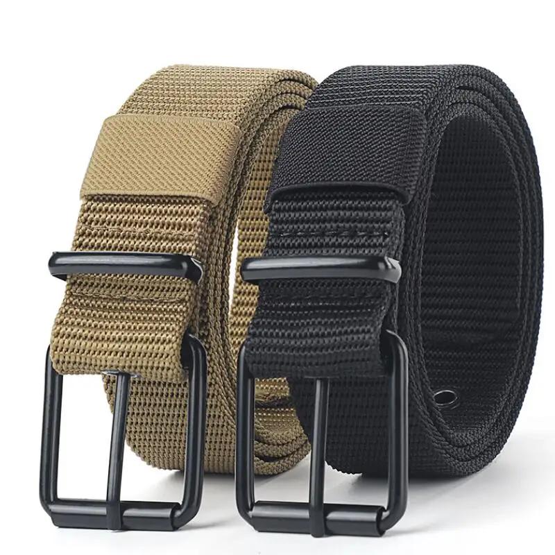 Nouvelles ceintures en toile à boucle ardillon poreuse pour hommes, ceinture polyvalente à la mode p