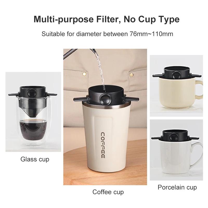 Filtre à café Portable, entonnoir réutilisable, infuseur à thé, goutte-à-goutte en acier inoxydable,