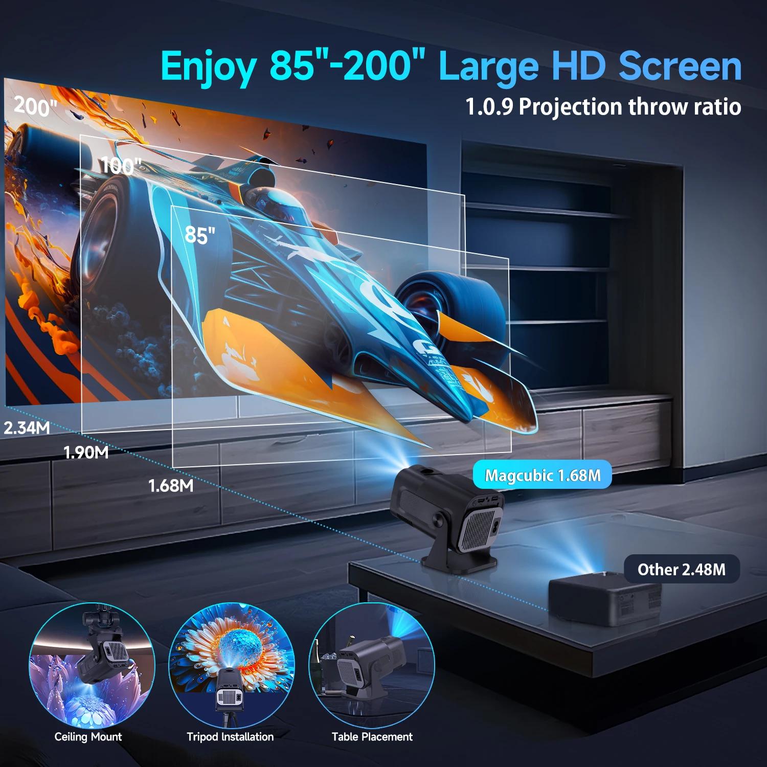 Magcubic HY320 Mini projecteur nouvellement natif 720P Android 11 4K 300ANSI Wifi6 BT5.0 cinéma exté