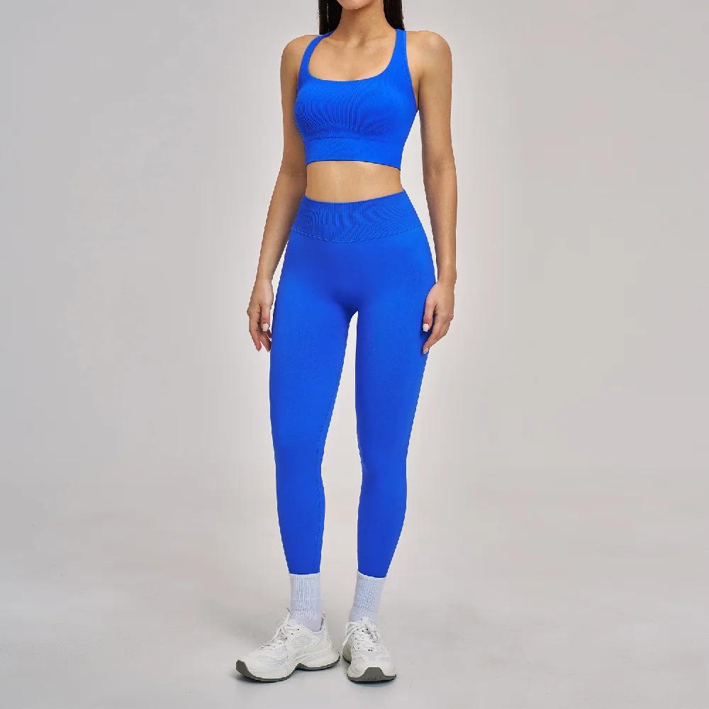 Ensemble de yoga 2 pièces pour femmes, tenue de sport sans couture, soutien-gorge antichoc, leggings