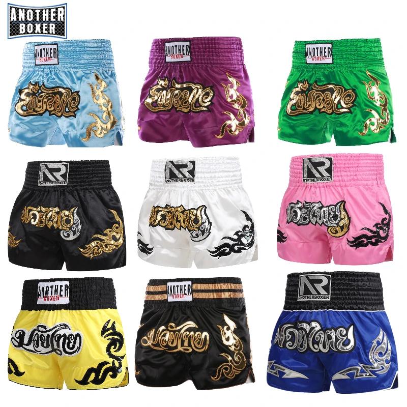Short Muay Thai MMA brodé bon marché pour hommes femmes enfants entraînement boxe