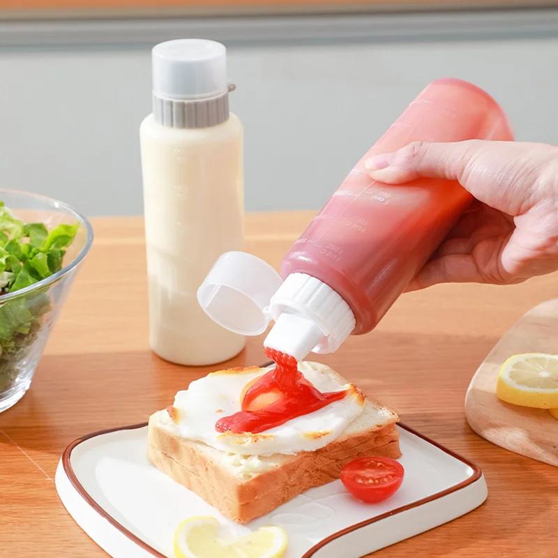 Bouteille à presser pour condiments, 350ml, 5 trous, bouteille de moutarde pour Ketchup de cuisine,