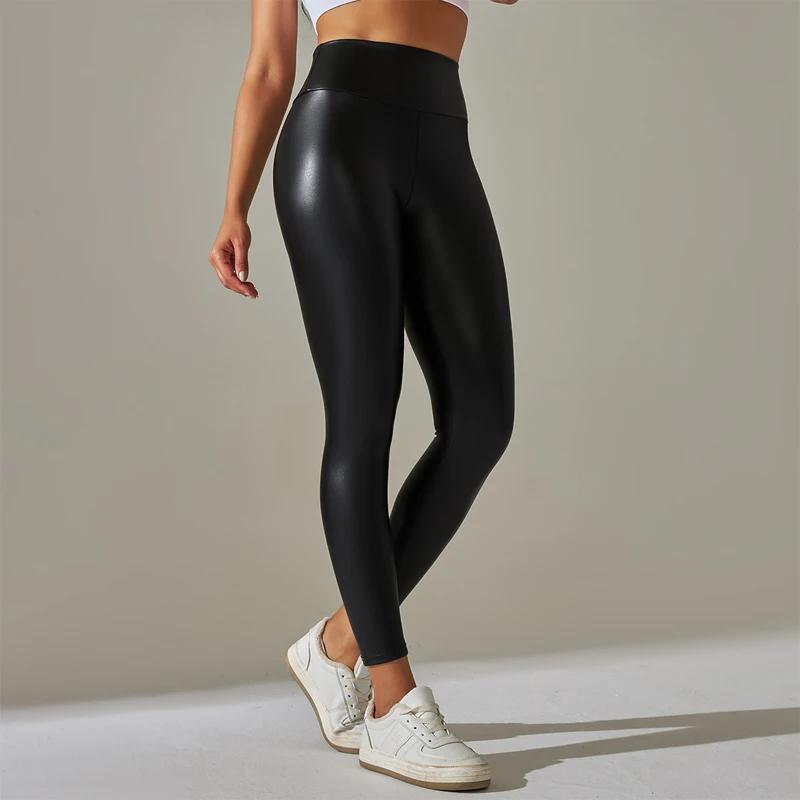 Leggings surdimensionnés pour femmes, pantalons en cuir PU taille haute, serrés et Sexy, pantalons d