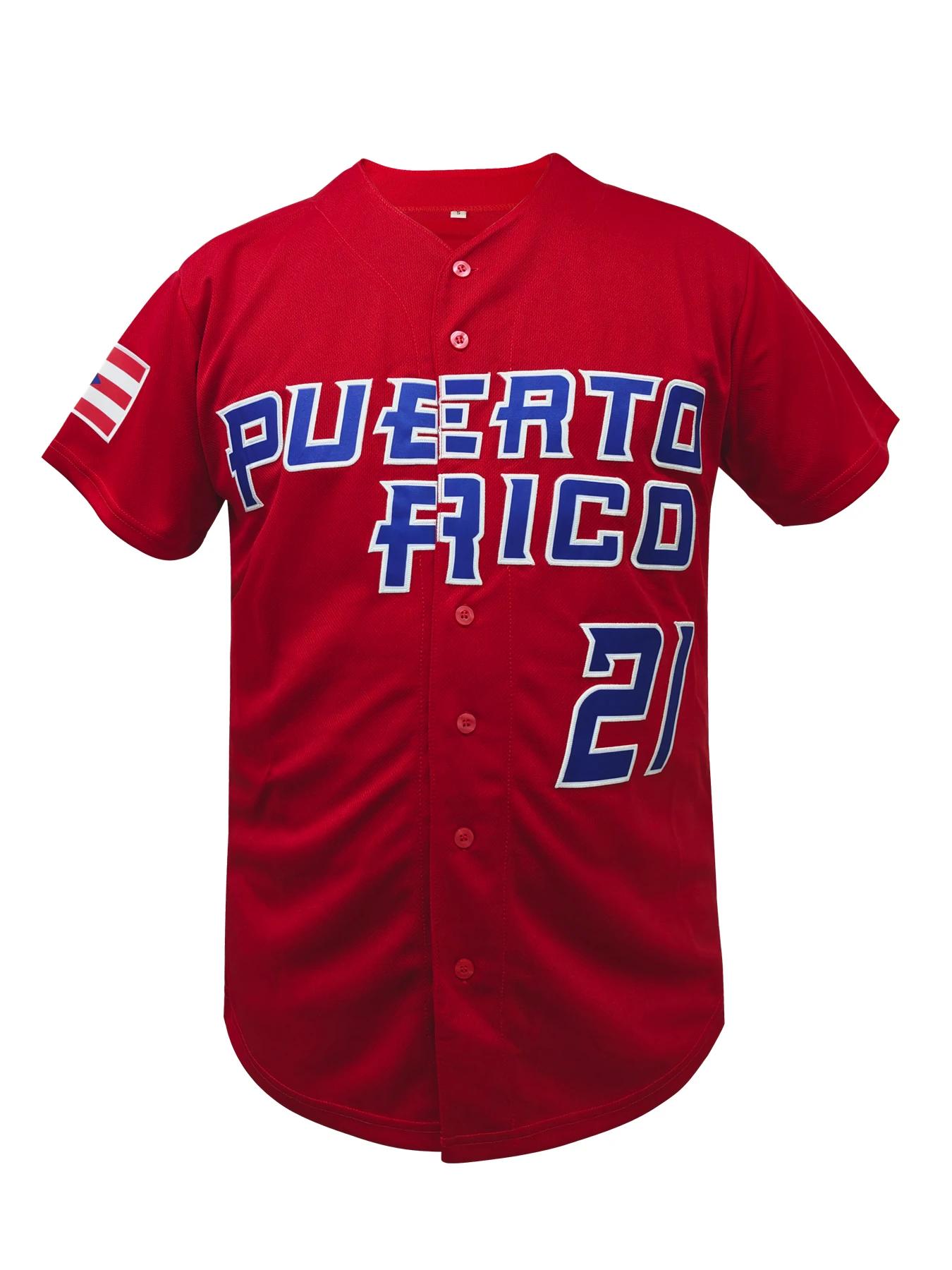 Porto Rico # Maillot de baseball classique pour homme Roberto World Game 21, cousu
