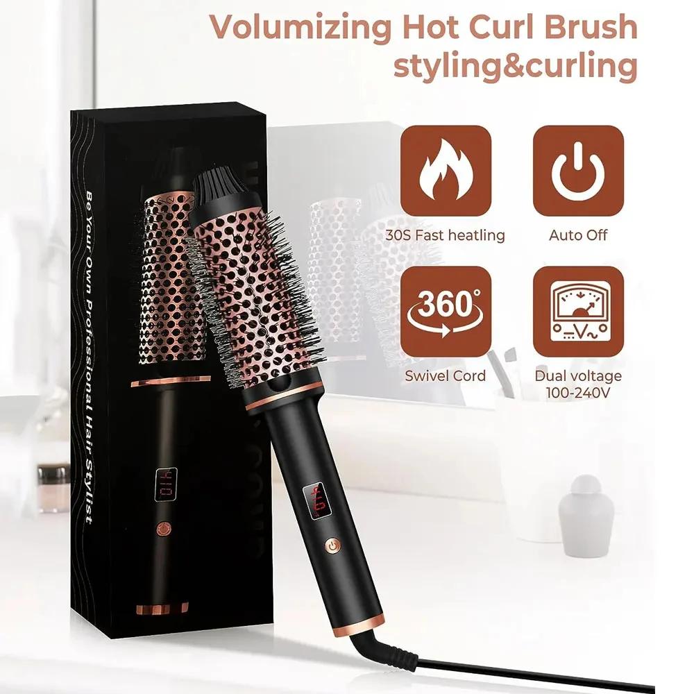 Fer à lisser ionique 3 en 1, fer à friser professionnel, brosse de coiffure chauffante, brosse therm
