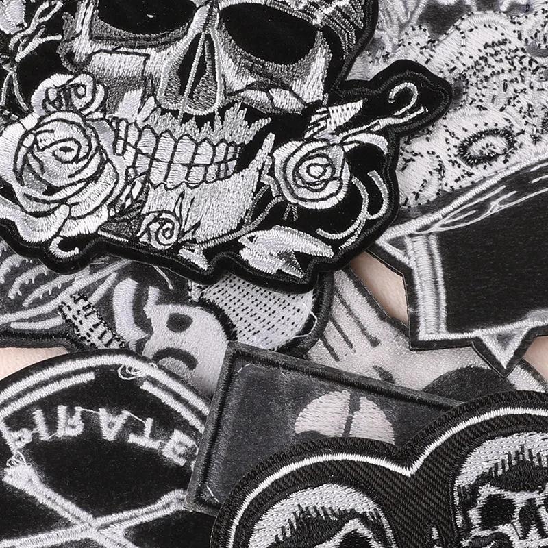 Punk patchs fer sur pour vêtements concepteur crâne extérieur brodé Parche Bordado Para Ropa Termoad