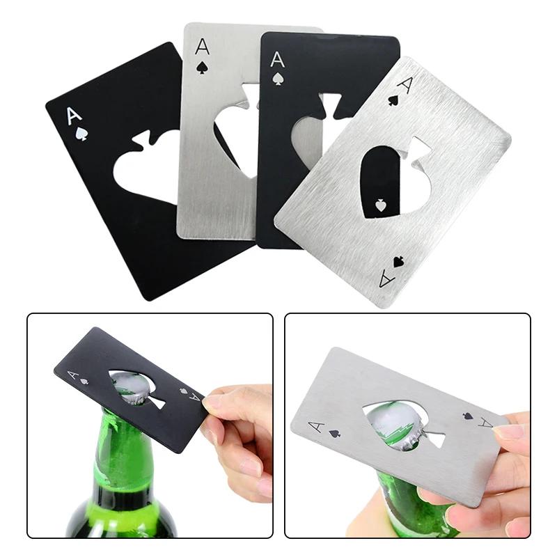 Ouvre-bouteille créatif en forme de Poker, en acier inoxydable, format carte de crédit, Bar, Restaur
