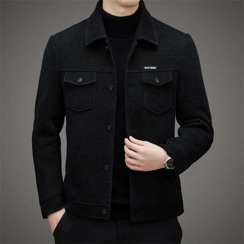Manteau épais et décontracté pour hommes, veste tendance à revers de haute qualité, nouvelle collect