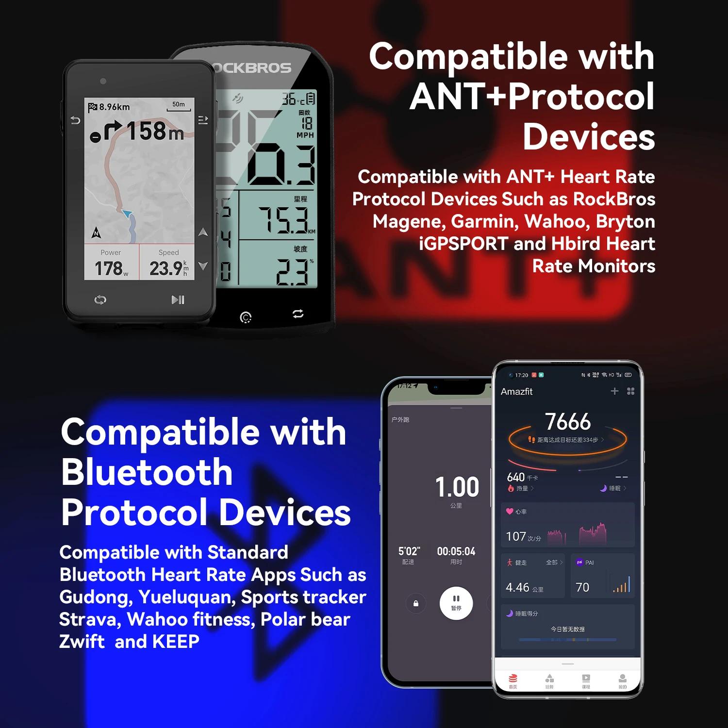 Capteur de fréquence cardiaque ROCKBROS H828 Bluetooth ANT+, moniteur de fréquence cardiaque avec ce