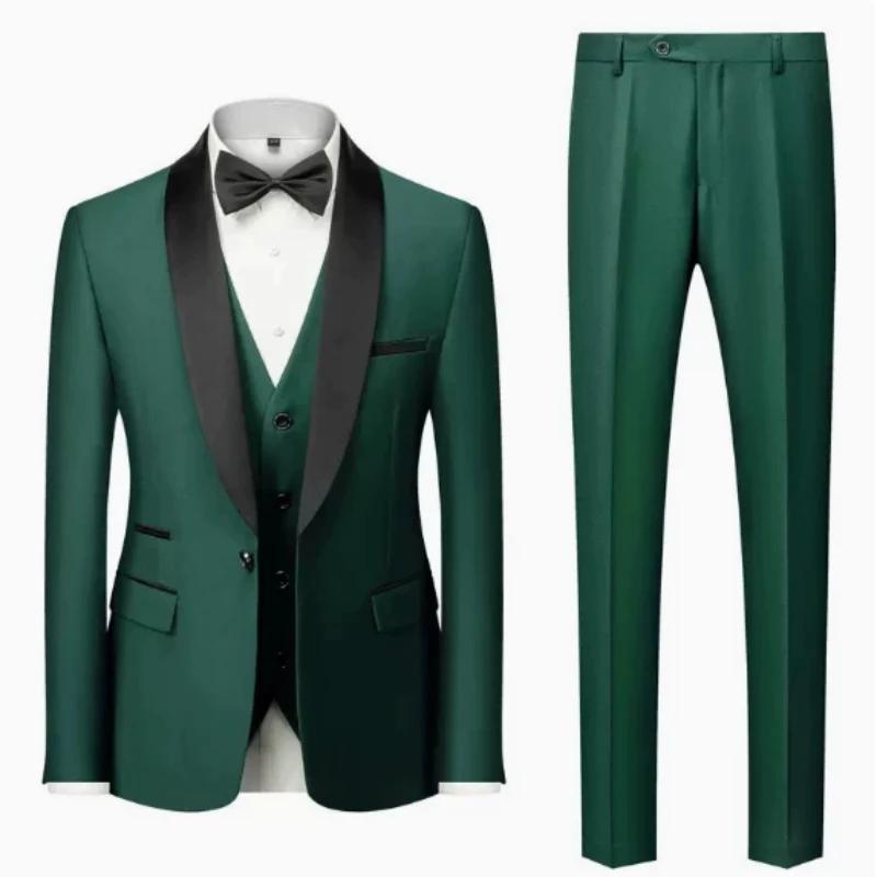 Costume 3 pièces pour homme, taille US, col à revers noir, veste, gilet et pantalon / Tenue de cérém