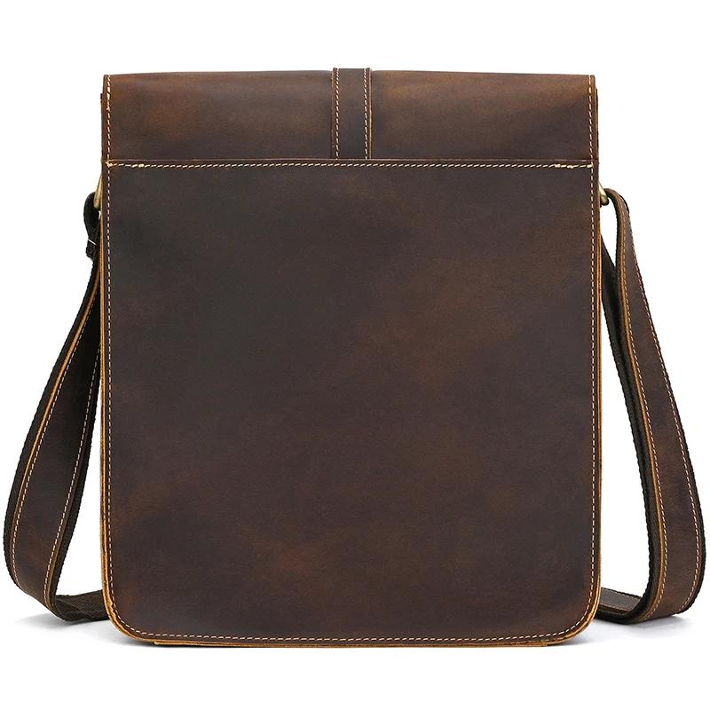 Sac à bandoulière Vintage en cuir véritable pour hommes, sacoche à bandoulière en peau de vache