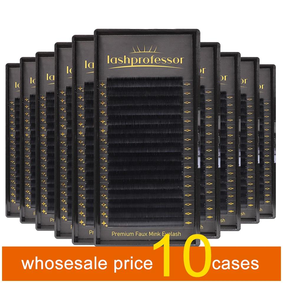 LASHPROFESSOR 10 plateaux/lot Extensions de cils 6-20mm Noir mat Faux cils individuels en cachemire