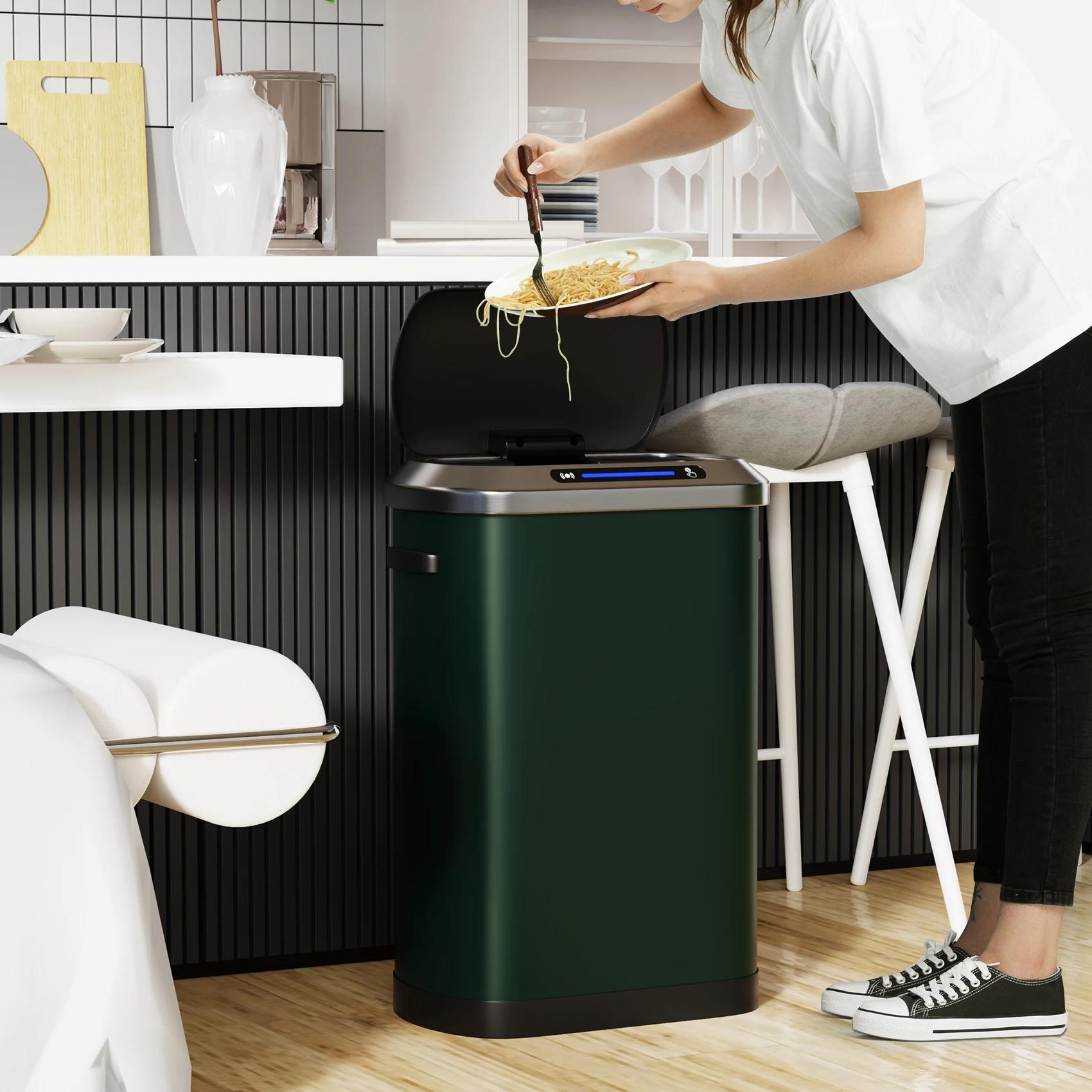 Poubelles automatiques intelligentes, 50L, capteur intelligent complet, vert