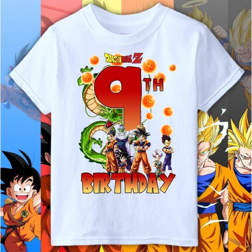 T-shirt d'été Dragon Ball BIRTHDAY pour enfants, garçons et filles, de 0 à 12 ans, mode décontractée