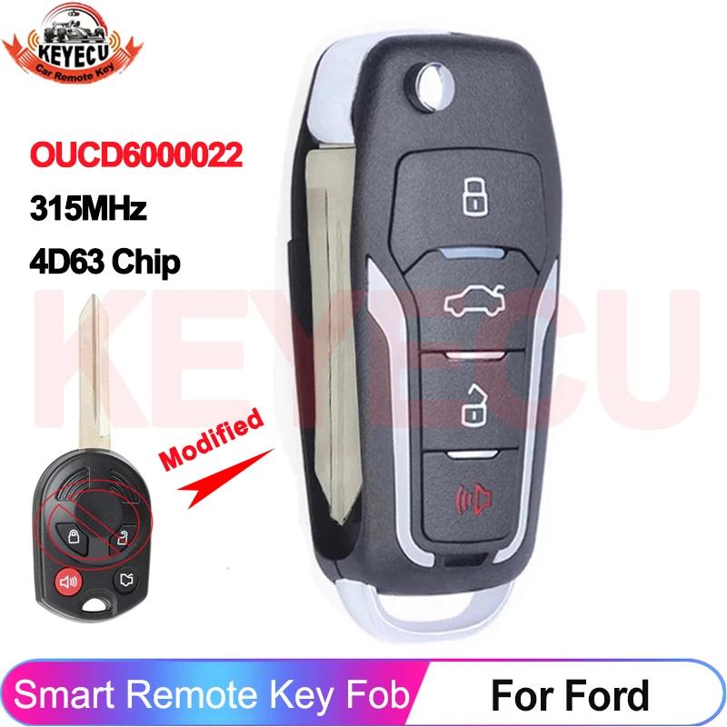 OUCD KEYECU 6000022 4 boutons améliorés pour Ford Flex Focus Fusion Edge Escape Mustang 4D63 80Bit