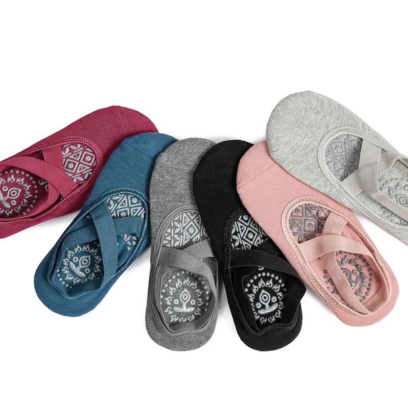 Chaussettes de Yoga à bandes pour femmes, Pilates, danse de Ballet, chaussettes en coton antidérapan