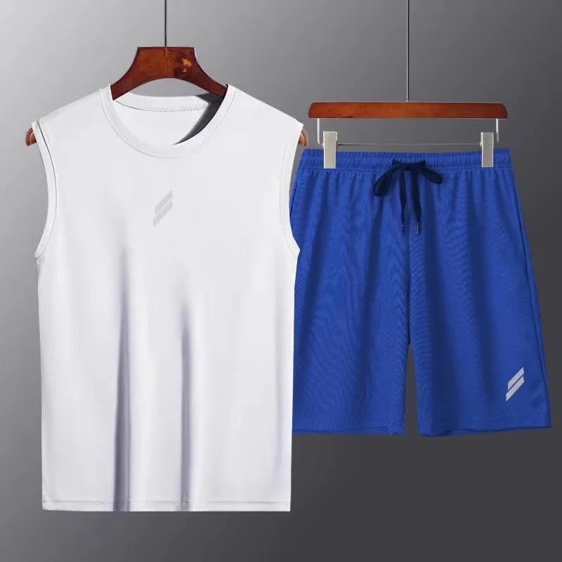 Ensemble fitness homme été - Gilet + short séchage rapide maille ventilation course