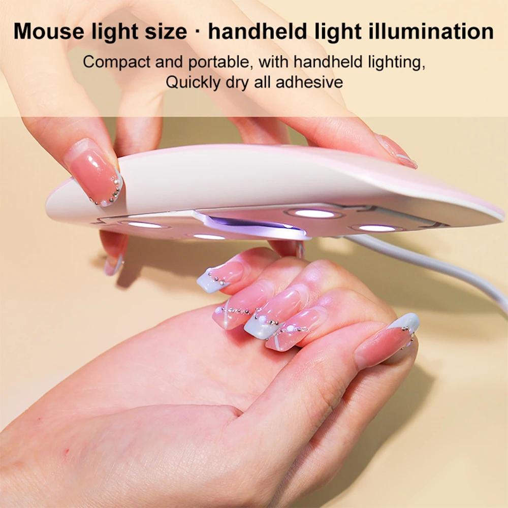 Mini lampe de séchage des ongles portable, 6 LED, lampe UV pour le séchage du vernis, vernis gel ave
