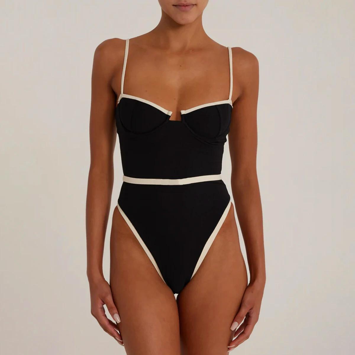 Maillot de bain une pièce Sexy pour femmes, taille haute, Monokini, vêtements de plage, 2024