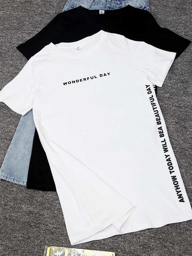 T-shirt manches courtes femme, ample, ample, en coton, imprimé jour de merveilles, été