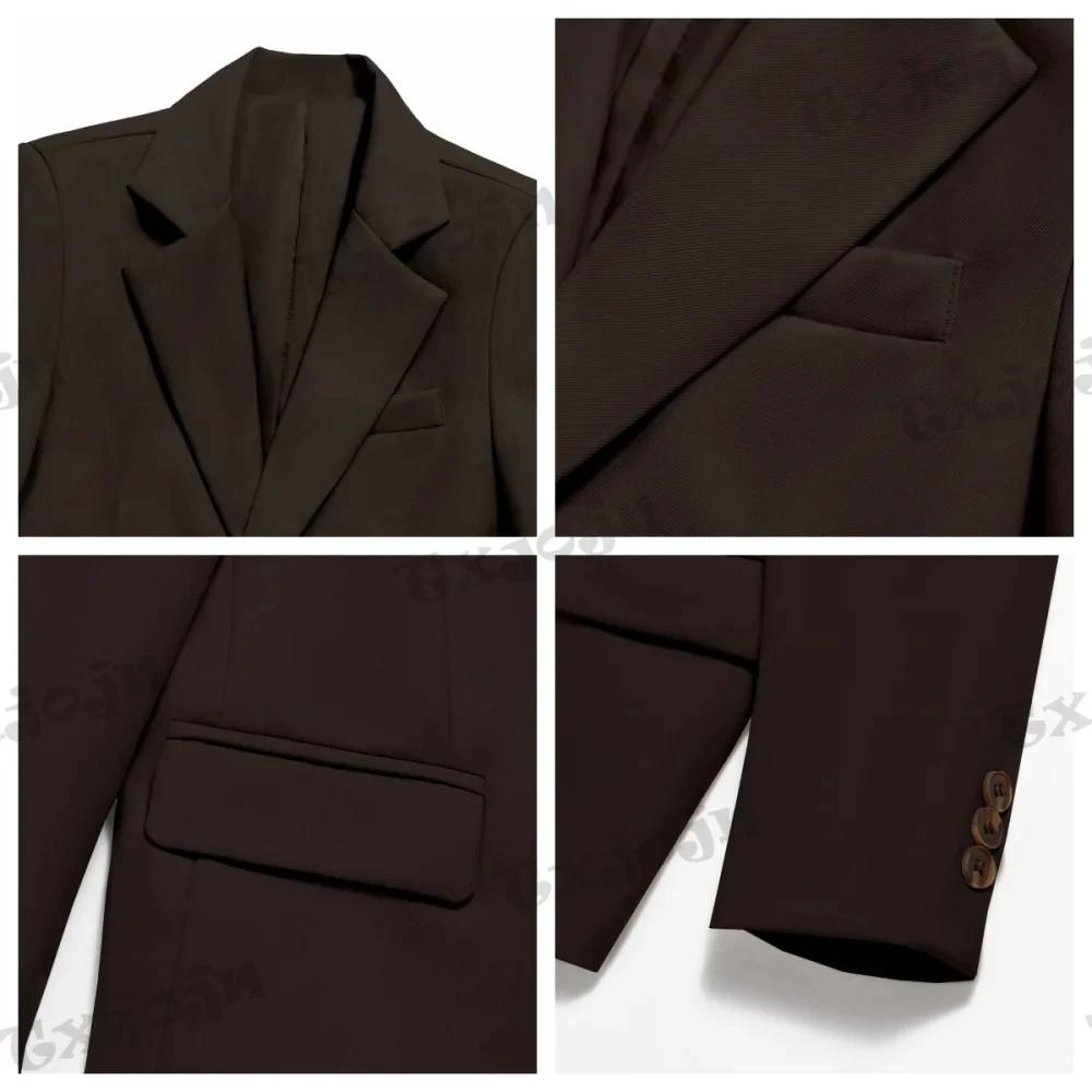 Ensemble de smoking marron à col châle pour enfants de 3 à 14 ans, costume élégant à un bouton pour