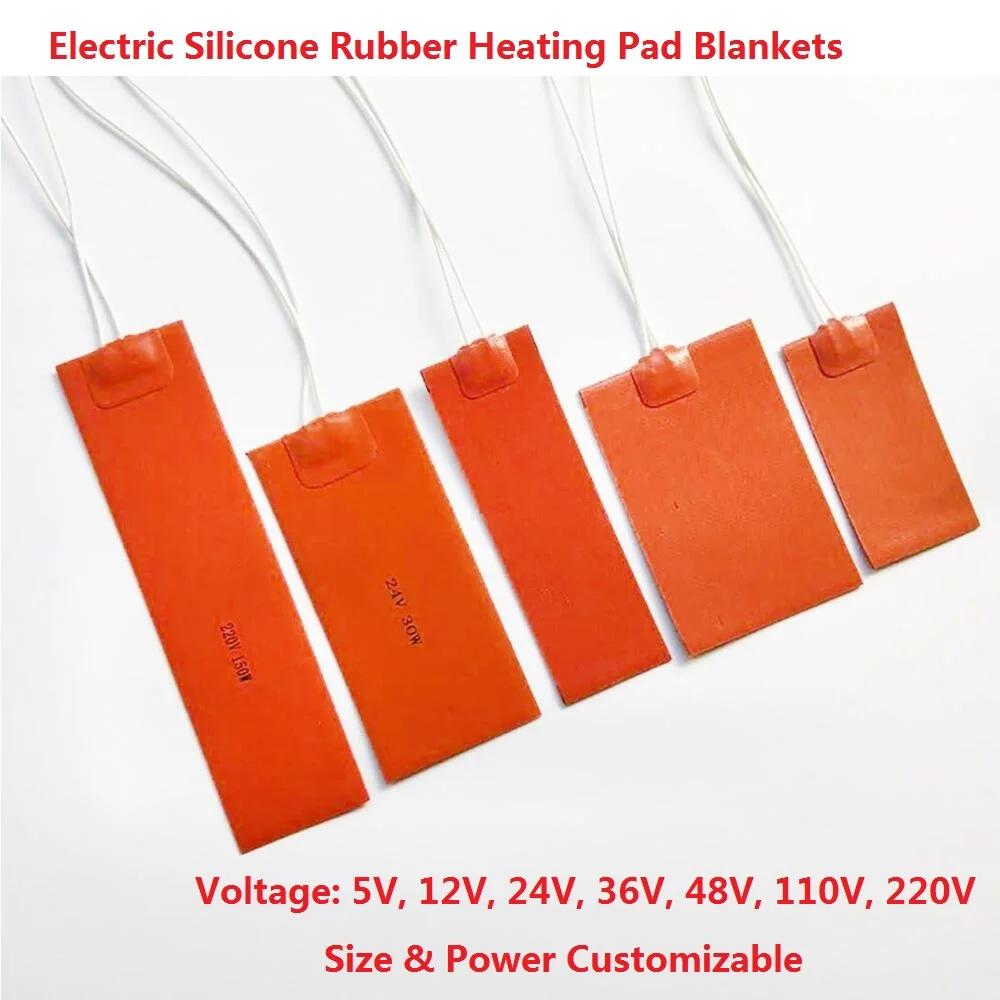 Coussinets chauffants électriques en caoutchouc de Silicone, 5V 12V 24V 110V 220V 380V, couvertures