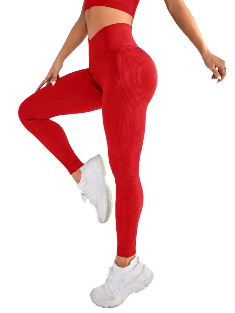 Leggings de sport pour femmes, taille en V, élastiques, fesses pêche, pantalons de Fitness avec hanc