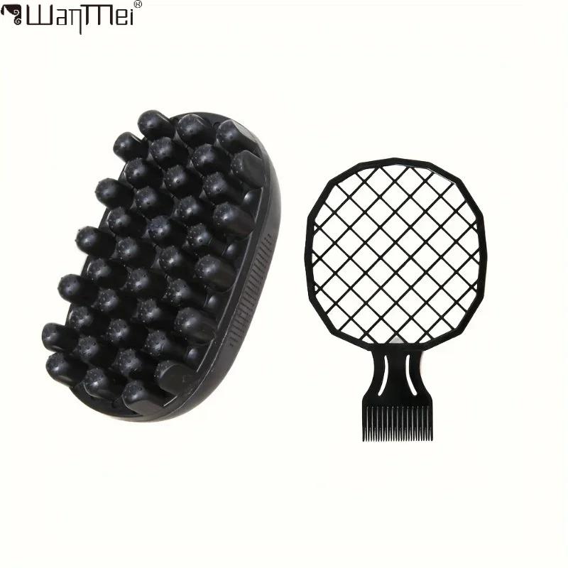 Ensemble combiné d'outils de coiffure pour tresses de cheveux, peigne à grille de cheveux noirs + br