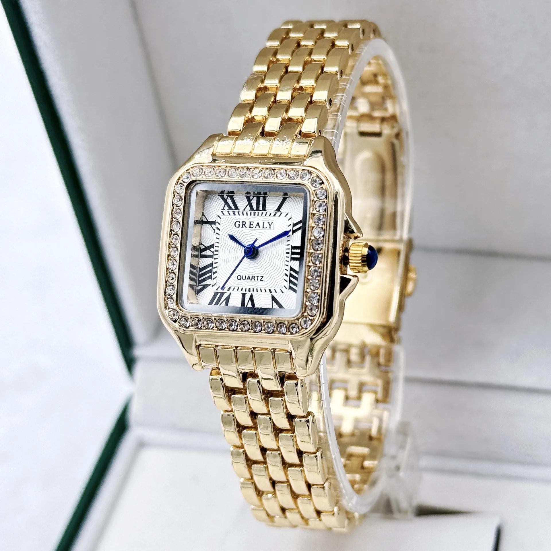 Nouvelles femmes montre lumière marque de luxe affaires or acier inoxydable dames mode montres à Qua