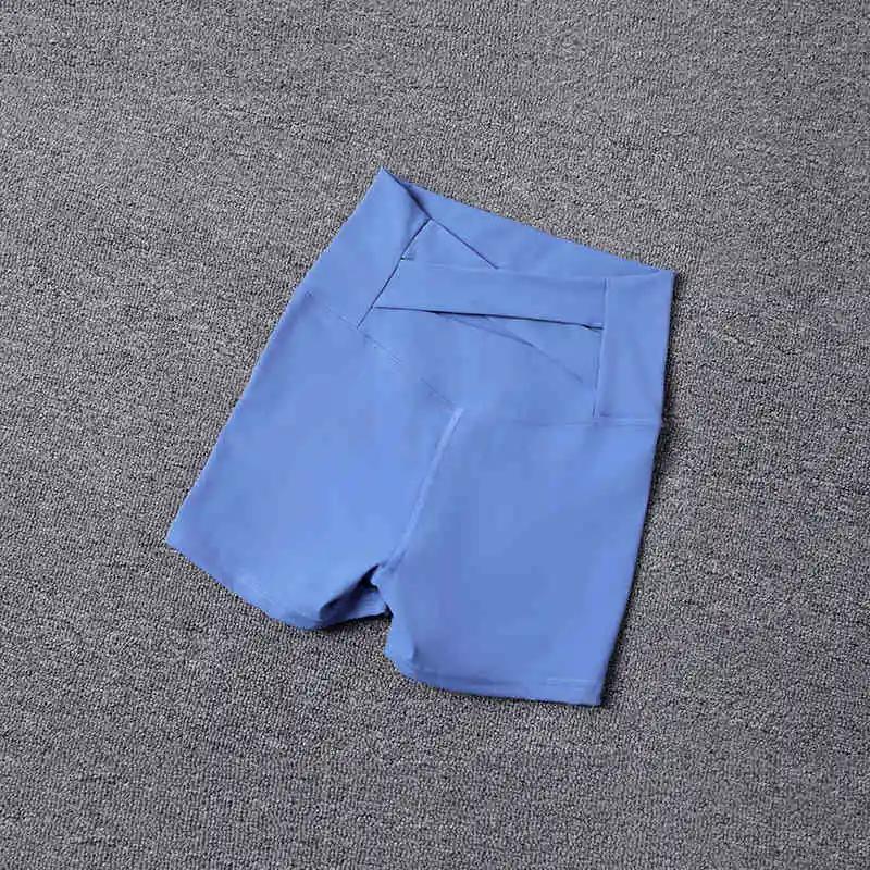 Short de sport d'été pour femmes, pantalon de yoga de levage à nouer croisé dans la taille au dos, l