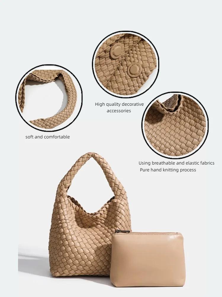 Sac seau tissé à la main pour femme, sac à main de créateur, PU, petite taille, haute qualité, luxe,
