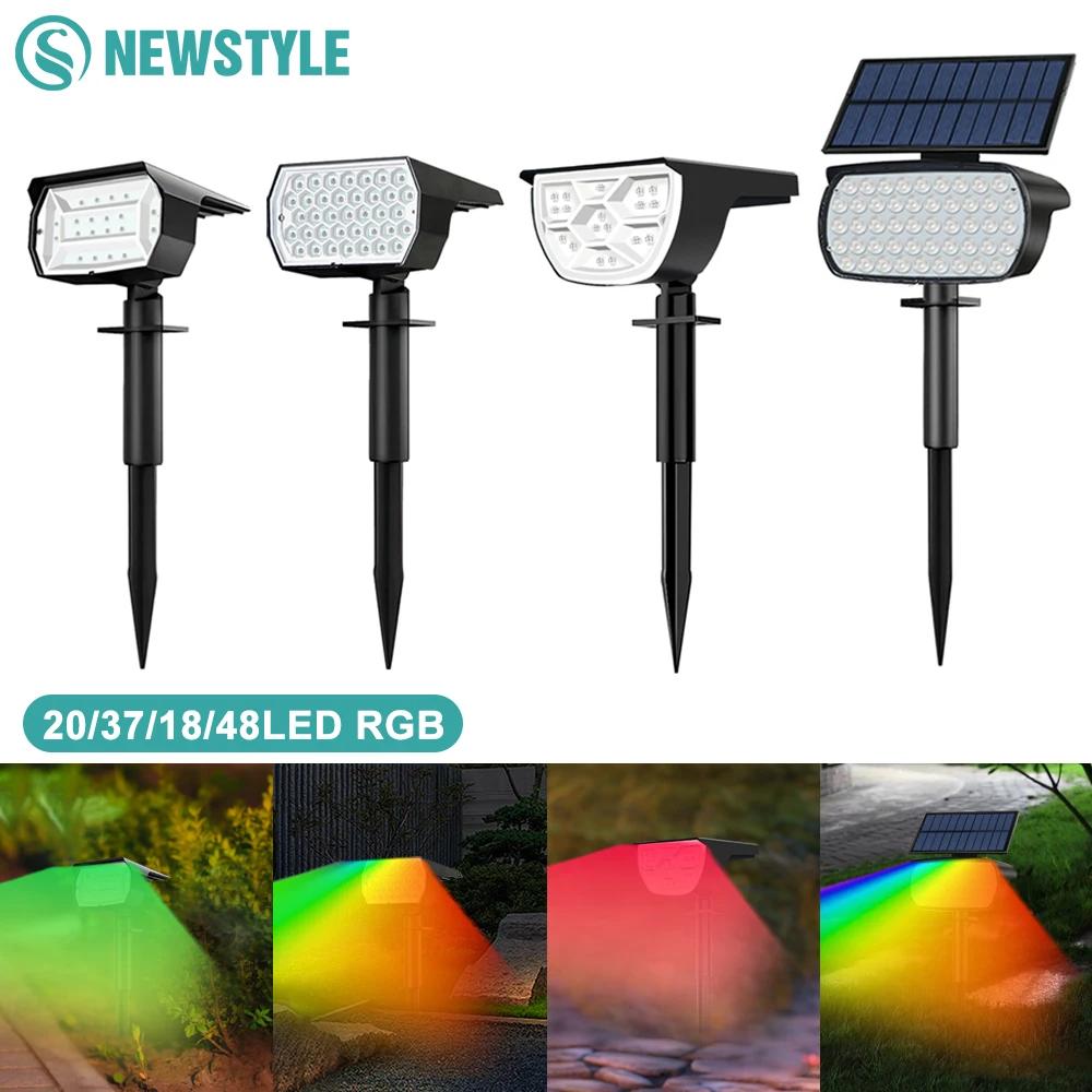 Spot solaire extérieur couleur changeante RGB 48/37/20LED solaire alimenté paysage projecteur jardin