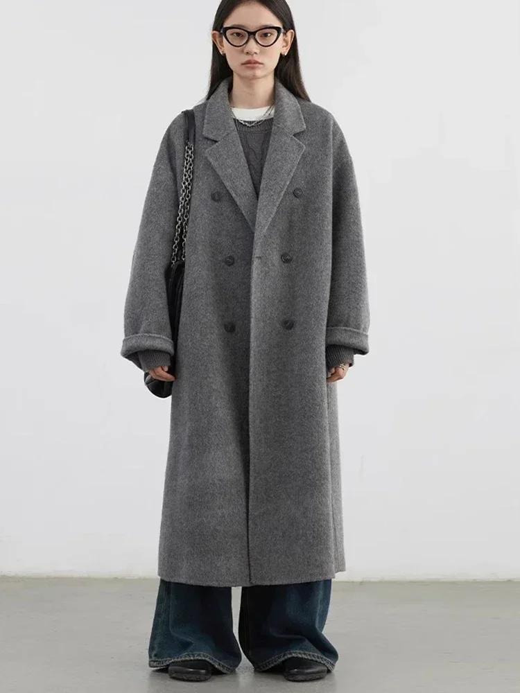 CHIC VEN – manteau en laine pour femme, Double boutonnage, basique, ample, décontracté, rétro, Long,