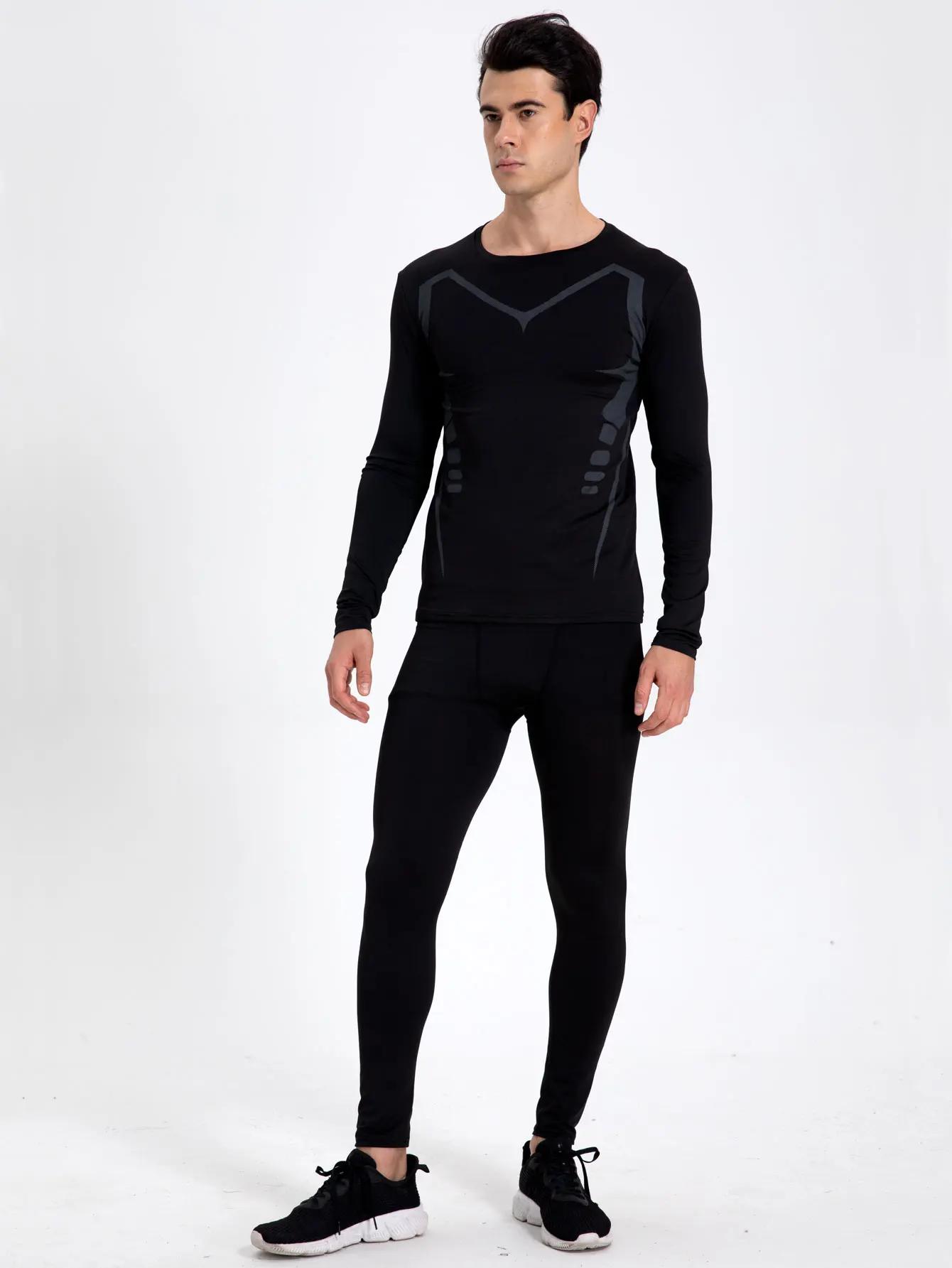 Chemise de sport compression manches longues homme - Col rond séchage rapide pour basket et running