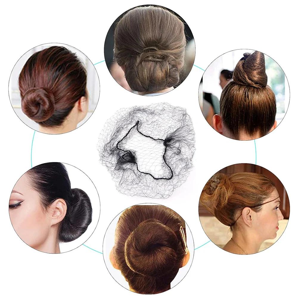 10/60 pièces 5MM filets à cheveux en Nylon Invisible jetable filet à cheveux Ballet danse filet chig