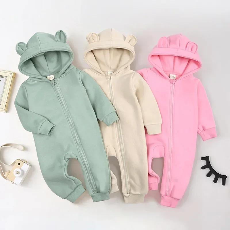 Barboteuse de printemps et d'automne pour bébé fille, couleur unie, vêtements pour nouveau-né, en co