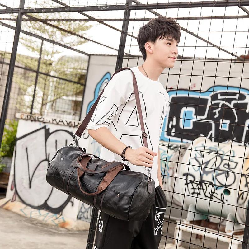 Sac à main de sport en cuir pour hommes et femmes, bagage, tambour, fitness, entraînement, voyage, v