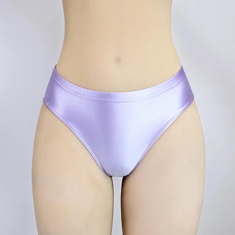 Collant brillant sexy pour hommes - Culotte bikini soyeuse basse pour natation femmes