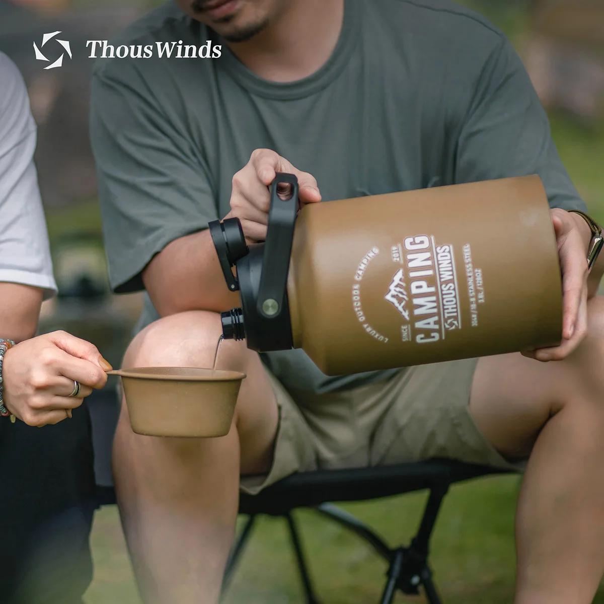 Thous Winds-Bouilloire de camping en acier inoxydable, carafe thermos extérieure, ustensiles de piqu