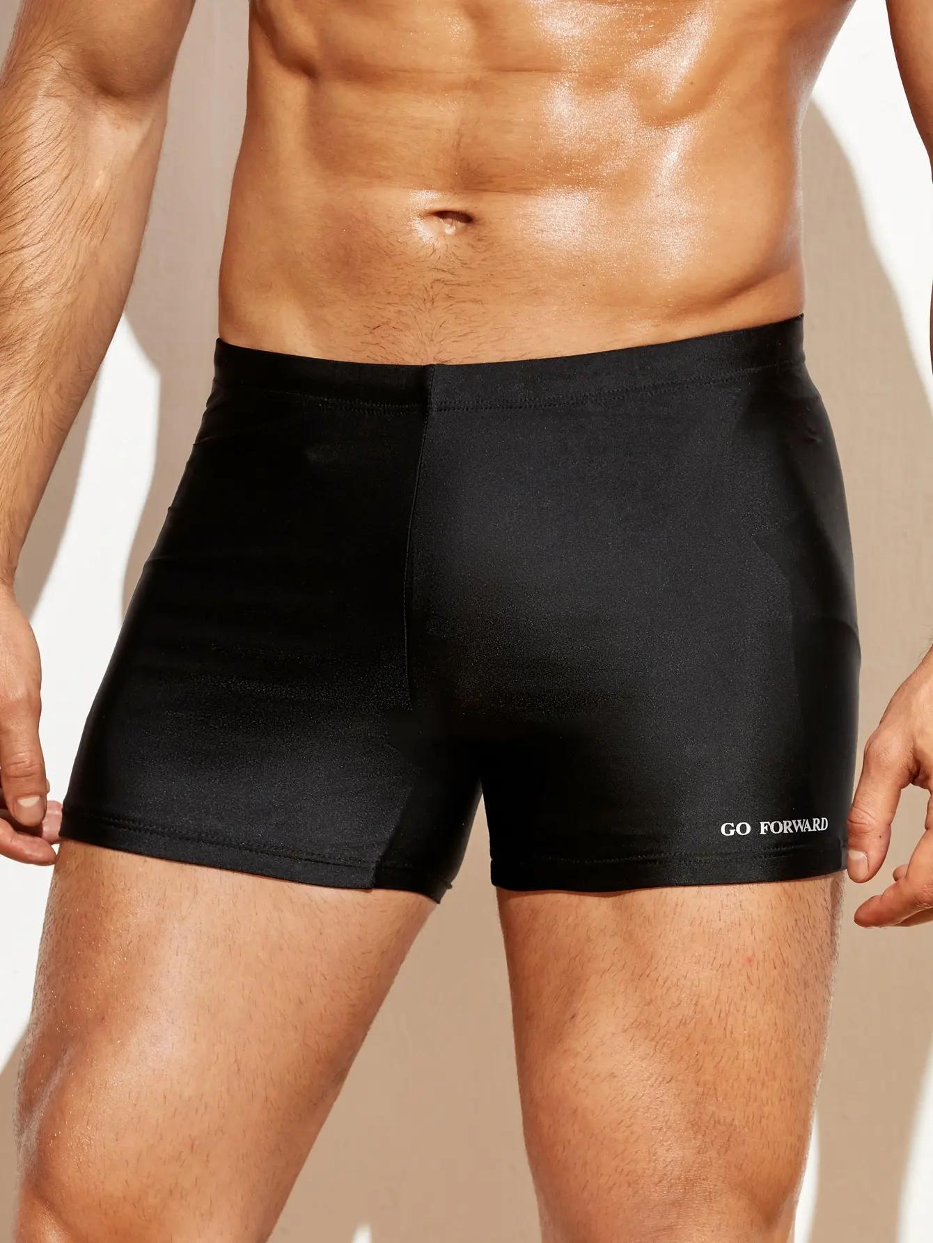 Pantalon de bain homme moulant à coins plats - Maillot de natation unie pour entraînement et sport aquatique